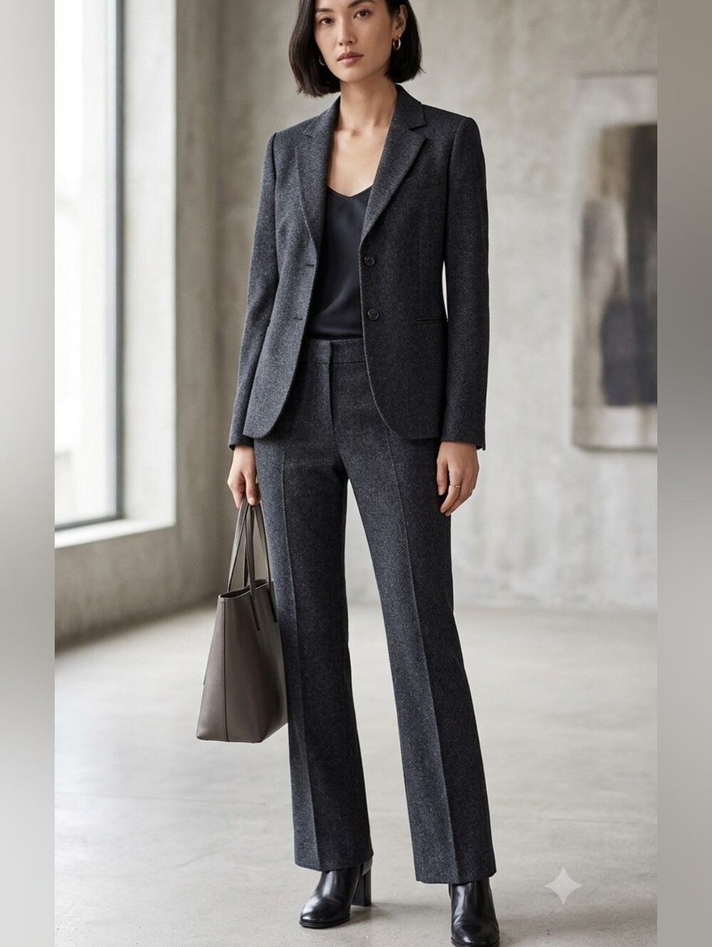 Theory Charcoal Gray Tailored Two-Piece Pantsuit
